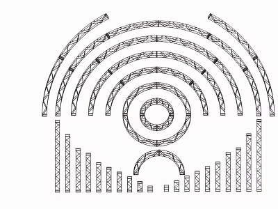 Geometric Decorative Design With Concentric Semicircular Arcs And Vertical Bars 3d model