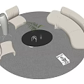 White Curved Sofa And Black Round Coffee Table With Green Plant Chairs Gray Rug Magazine