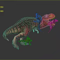 Realistic Red Brown Tyrannosaurus Rex Dinosaur Model with Small Clinging Creatures