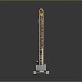 Yellow Construction Crane with Long Boom and Grab Bucket White and Orange Body