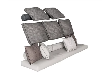 Stylish Decorative Throw Pillows In Gray Beige And Brown Tones For Sofa Decor 3d model