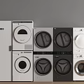 Various Front Load Washing Machines with Round Door in White and Black Designs