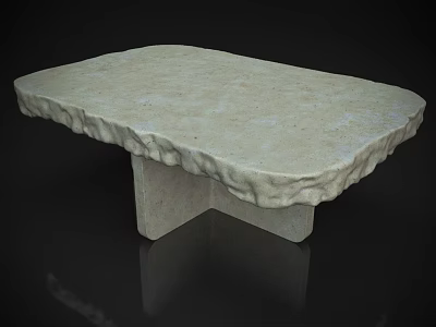 Durable Natural Stone Outdoor Table With Irregular Edge And Modern Patio Design 3d model