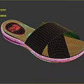 Comfortable Open Toe Slippers With Black Cross Straps And Brown Cork Sole 3d model