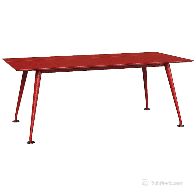 Red Modern Dining Table with Sleek Angular Legs and Contemporary Design 3d model