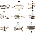 Modern Chandeliers With Various Circular Spiral And Cross Shaped Metallic Designs