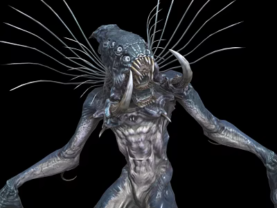 Monstrous Mythical Creature With Tentacle Like Appendages Sharp Fangs And Muscular Body 3d model