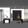 Modern Fashion Clothing Store Display With Mannequin Vase And Console Table