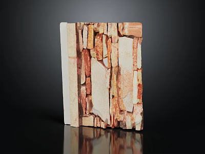 Decorative Wood Stone Combination Panel With Natural Textured Design For Interior Wall 3d model