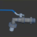 Stainless Steel Household Water Valve with Blue Handle and Metallic Body Design