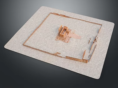 Architectural Model of Ancient Ruins With Square Enclosure and Central Structure 3d model