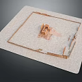 Architectural Model of Ancient Ruins With Square Enclosure and Central Structure 3d model