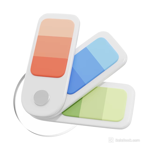 Folding Colorful Cards With Gradient Blocks White Frame And Round Button 3d model 