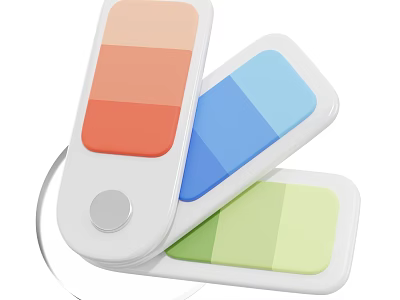 Folding Colorful Cards With Gradient Blocks White Frame And Round Button 3d model