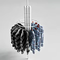 Modern Floor Standing Clothes Hanger With Black And Blue Plaid Shirts