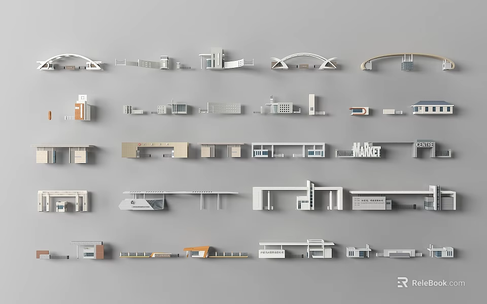 Variety Of Modern Entrance Gate Architectural Designs 3d model 