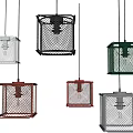 Unique Shaped Pendant Lights With Square Metal Frames And Various Colors In Modern Design
