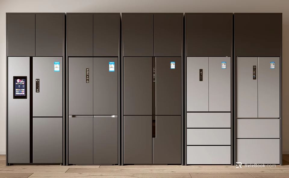 Modern Refrigerators and Freezers in Various Styles for Kitchen Design 3d model 