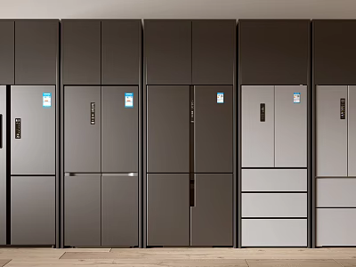 Modern Refrigerators and Freezers in Various Styles for Kitchen Design 3d model