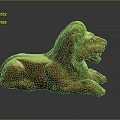 Wooden Lion Sculpture Featuring Detailed Mane Lying Posture And Intricate Body Texture