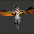 Game Movie Character 3D Model Gray Body White Belly Orange Wings Horns Red Eyes
