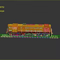 Yellow Train Locomotive Model On Black Railway Track With Gray Background And Reflection