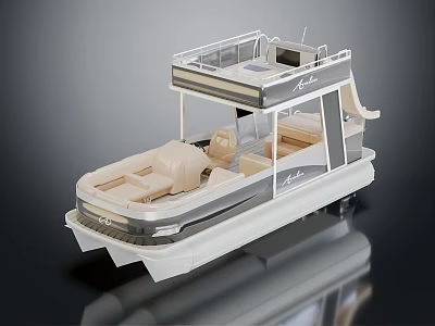 Pontoon Yacht With Slide And Comfortable Seating 3d model