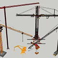 Public Construction Equipment Featuring Various Tower Cranes And Small Crane Models