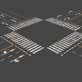 Road Infrastructure Featuring Crosswalks Lane Lines And Directional Arrows At Intersection 3d model