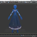 Game Fantasy Character In Gray Dress With Pink Trim Bonnet Lace Gloves And Black Boots
