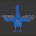 Gray Goose With Orange Beak And Feet Wings Spread On Dark Background