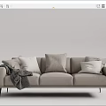 Modern three-seat sofa multiplayer sofa 3d model