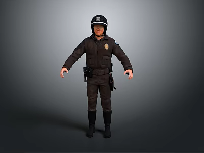 Durable Work Uniform With Black Boots And Badge For Daily Use 3d model