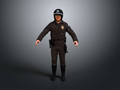 Durable Work Uniform With Black Boots And Badge For Daily Use 3d model