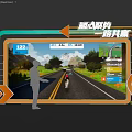 Interactive Zone Featuring Cyclist On Road With Data Display And Large Screen 3d model
