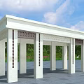 Modern White Pergola With Columns Lattice Design And Green Garden Surroundings