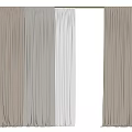 Elegant Beige Curtains With White Sheer Layer For Modern Home Decoration
