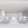Modern Conference Room Interior With Seating Tables Large Screen Wooden Panels And Geometric Floor