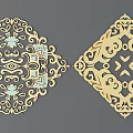 Chinese Color Ethnic Carving Traditional Pattern Algae Well Carved Pattern Carved Pattern Ethnic Pattern 3d model