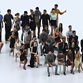 Group of Diverse People Standing and Sitting Together in Mixed Casual Formal Attire Posing for