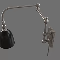 Industrial Style Wall Lamp With Adjustable Metal Arm And Black Shade