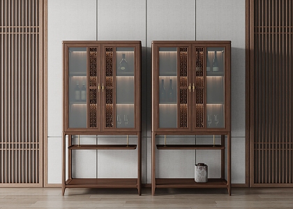 New Chinese Style Wine Cabinet Wine Cabinet Customized Wine Cabinet Decorative Cabinet Side Cabinet Side Cabinet Storage Cabinet 3d model