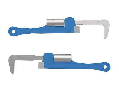 Ergonomic Adjustable Hardware Wrenches With Blue Handles Silver Parts And Hanging Holes 3d model