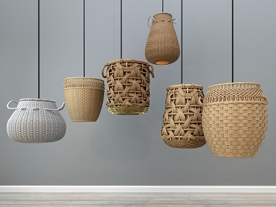 Southeast Asia Rattan Chandelier Art Chandelier Living Room Chandelier 3d model