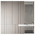 Elegant Modern Minimalist Bathroom Cabinetry With Marble Countertop Wall Mirror And Storage