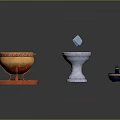 Decorative Household Items Orange Bowl Red Base White Mortar Blue Cube Dark Blue Jar Gold Trim