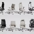 Modern Office Chairs In Multiple Colors With Adjustable Backs And Rolling Wheels 3d model