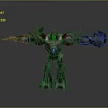 Futuristic Robot Mechanical Creature Featuring Purple Black Color Glowing Core Spiked Armor And Extended Arms