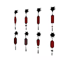 Elegant Red Wall Lamps Featuring Black Decorative Tops And Hanging Tassels