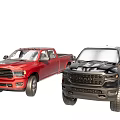 Red and Black Pickup Trucks Front View With Modern Design Features